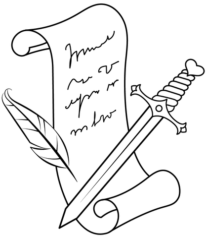 Medieval Letter Coloring Page